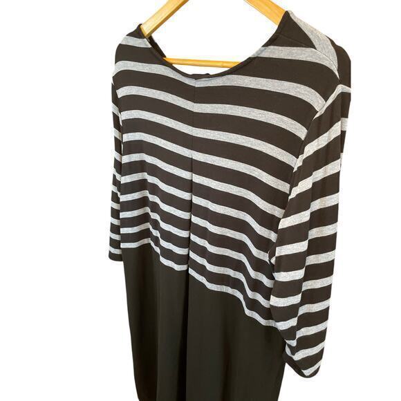 J. Jill Wearever Collection Black Stripe Box Pleated Dress Fleece Lined XL - Picture 10 of 10